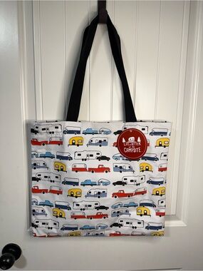Life is Better at the Campsite White Camper Print Tote Bag